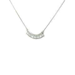 14k White Gold .50ct G VS2 Baguette and Round Diamond Necklace