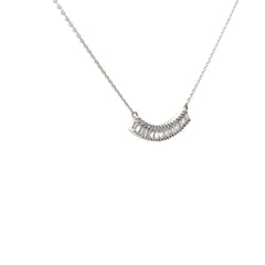 14k White Gold .50ct G VS2 Baguette and Round Diamond Necklace