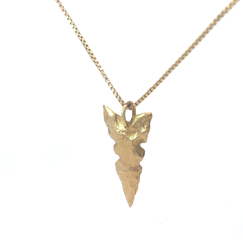 14k Yellow Gold Large Arrow Head Pendant  1"inch on a 16"inch Box Chain 5.2 gram Arrow Head / 2.6 gram Chain Total  Weight 7.8 Gram