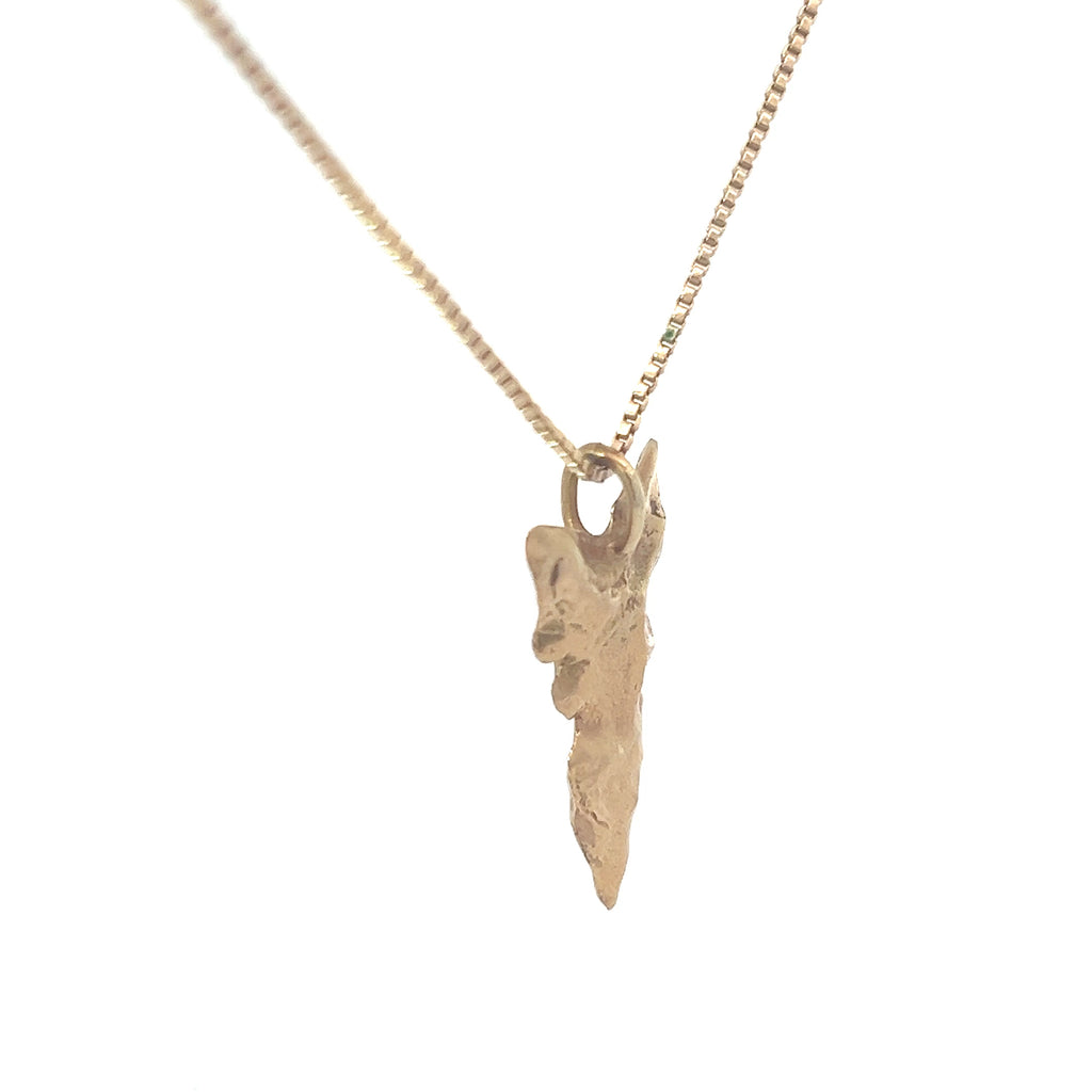 14k Yellow Gold Large Arrow Head Pendant  1"inch on a 16"inch Box Chain 5.2 gram Arrow Head / 2.6 gram Chain Total  Weight 7.8 Gram