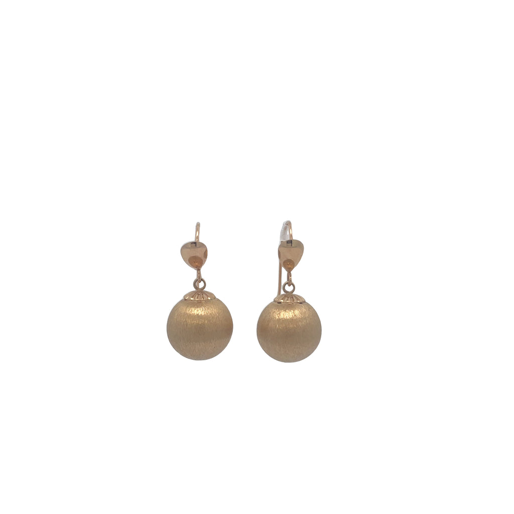 14K YELLOW GOLD 2.10 GRAM 12.5MM MATTE DROP EARRING