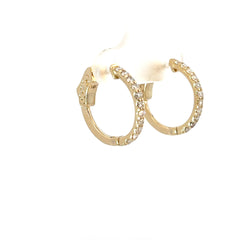 14k Yellow Gold .45ct G VS2 Round Diamond Inside/Out Hoop Earrings