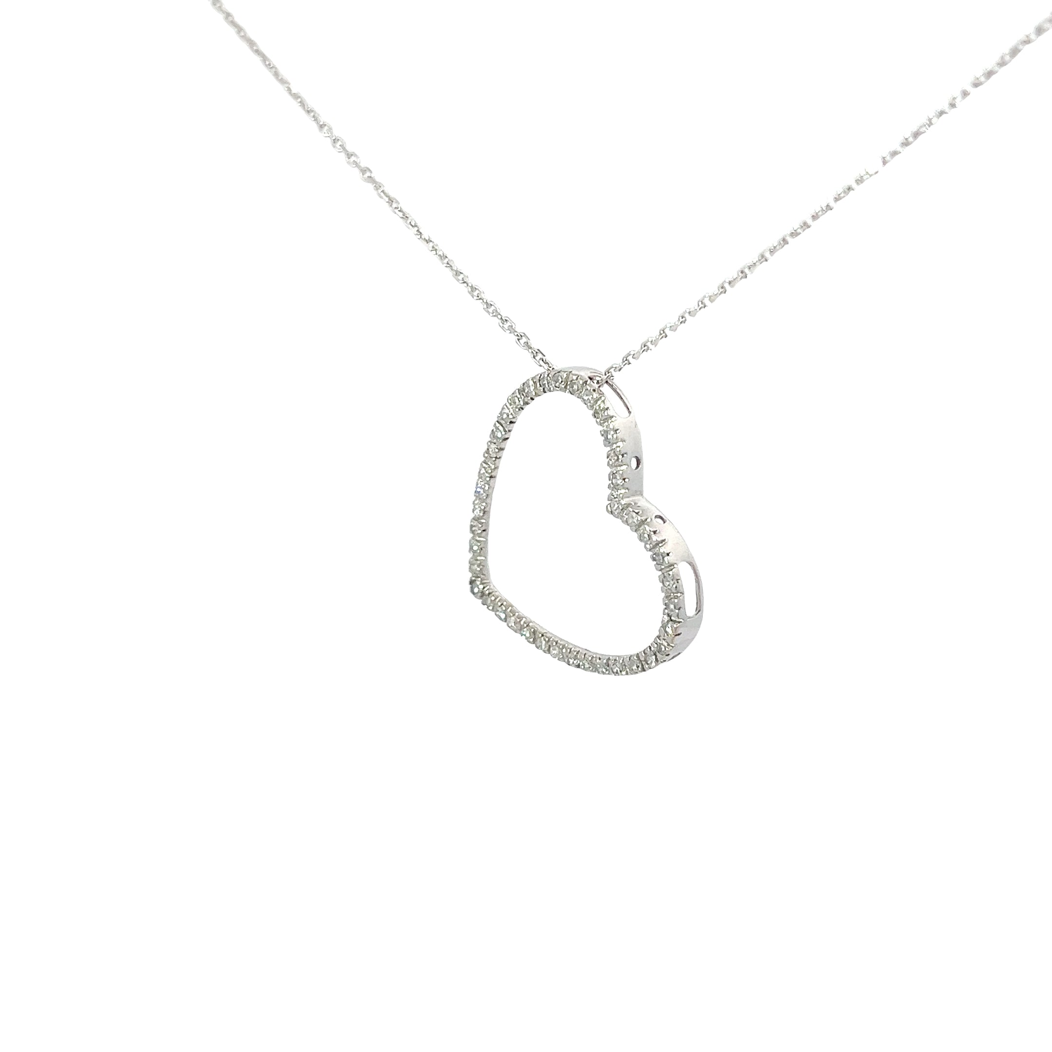 14k White Gold .25ct G SI1 Round Diamond Heart Necklace