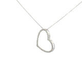 Ladies 14k white gold diamond heart necklace