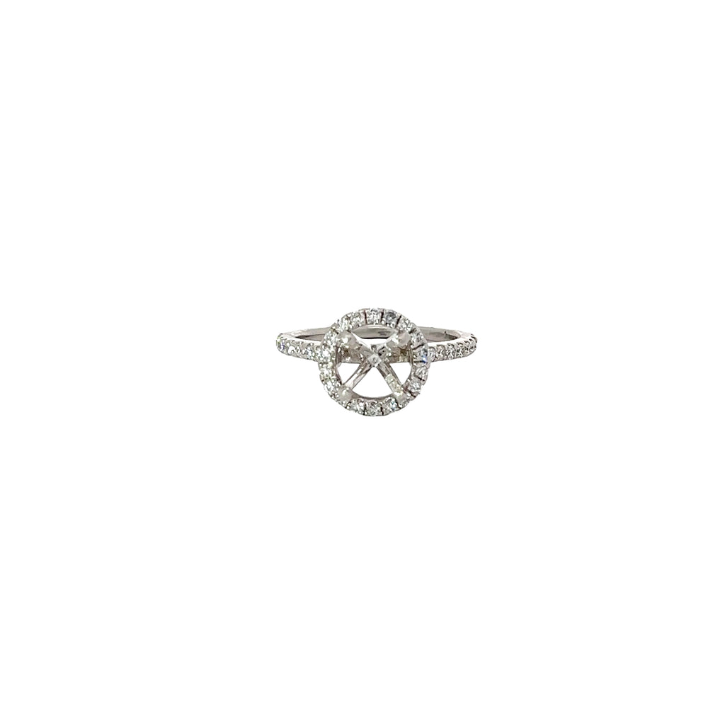 PLATINUM .40CT G VS2 ROUND ENGAGEMENT WITH HALO SEMI-MOUNTING