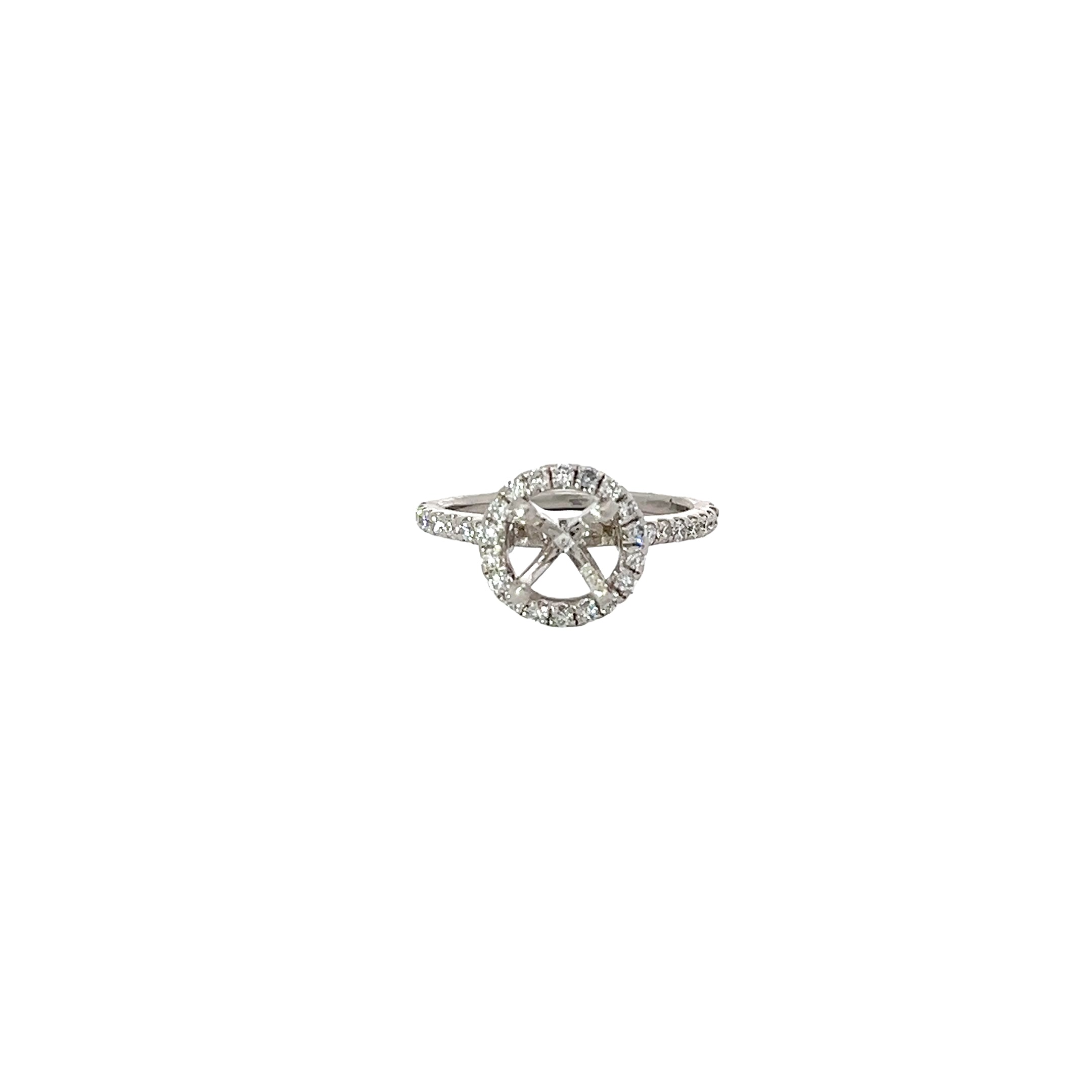 PLATINUM .40CT G VS2 ROUND ENGAGEMENT WITH HALO SEMI-MOUNTING