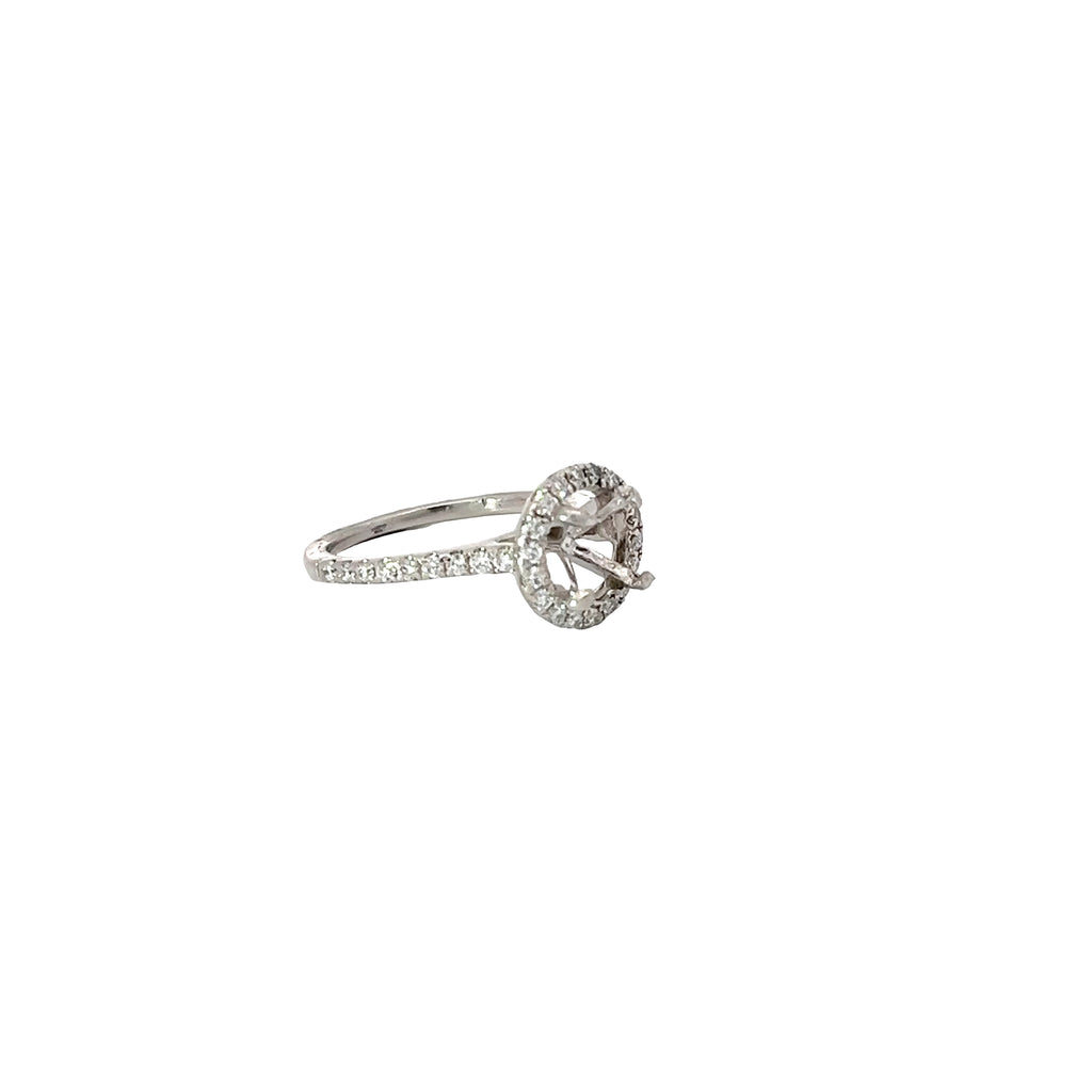 PLATINUM .40CT G VS2 ROUND ENGAGEMENT WITH HALO SEMI-MOUNTING
