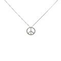 14k White Gold .30ct G SI1 Round  Diamond Peace Sign Necklace