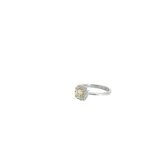 18k Two Toned .55ct Natural fancy yellow Diamond and .26ct F VS2 engagement ring Certified by GIA# 1152760572