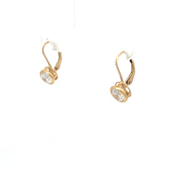 14k Yellow Gold 2.00ct Round Cubic Zirconium Bezel Set Lever Back Drop Earrings
