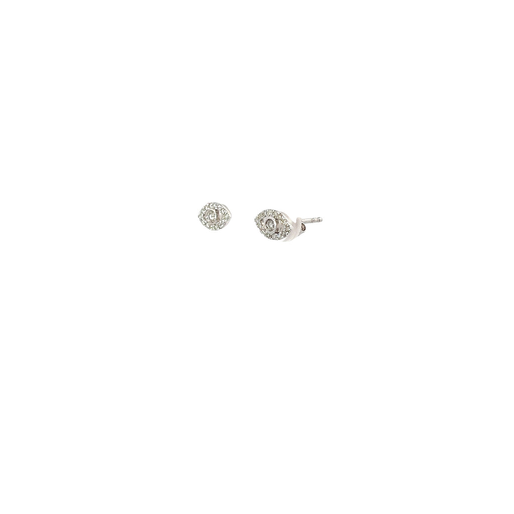 14k White Gold .30ct G SI1 Round Diamond Evil Eye Stud Earrings