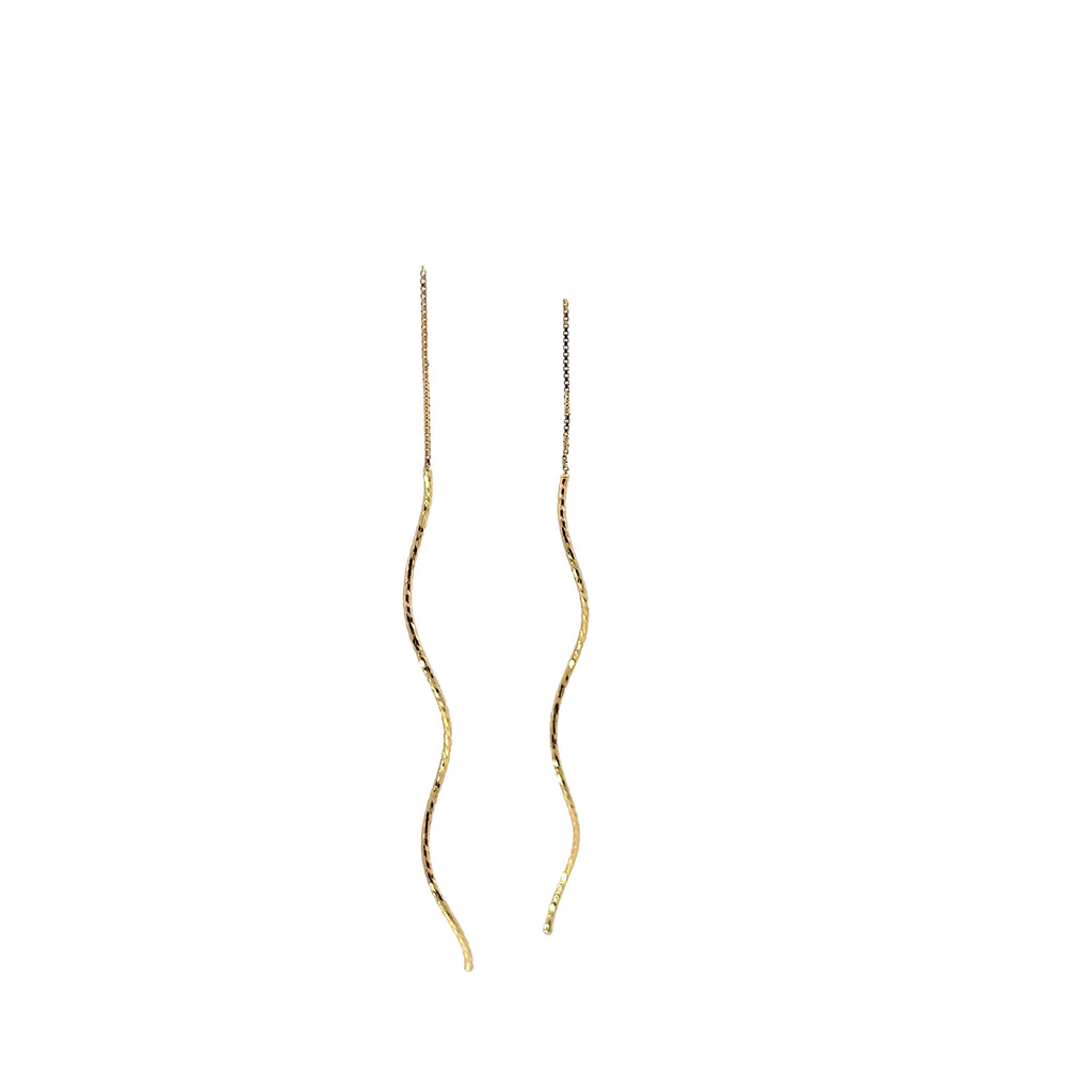 14k Yellow Gold 5.6 mm Fresh Water Pearl Threader Drop Earrings