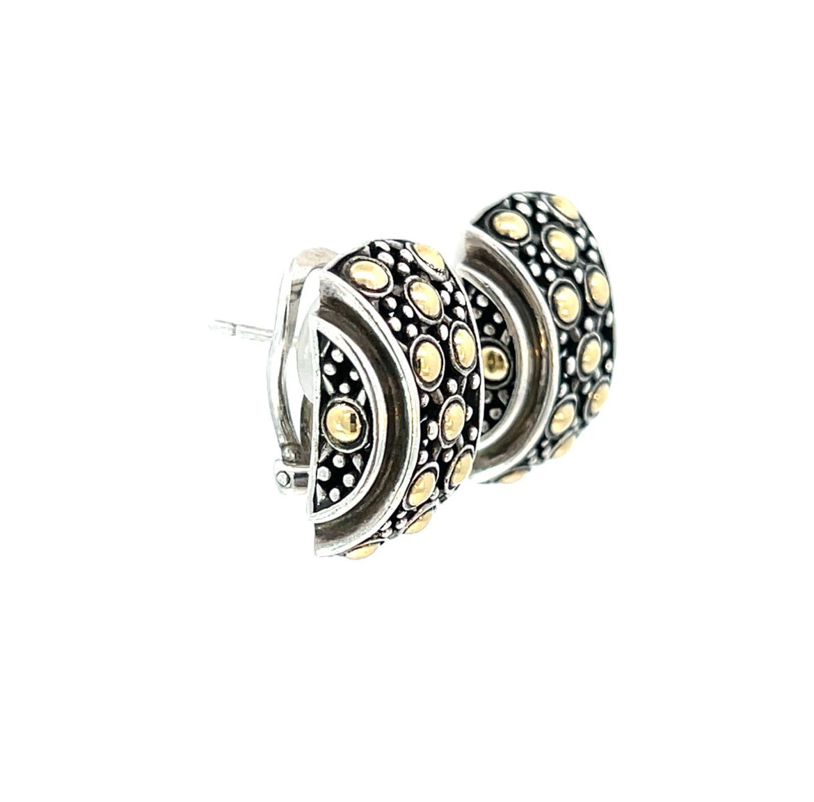 Pre-Loved Estate Vintage John Hardy 18k Yellow Gold and Sterling Silver Dot Earrings