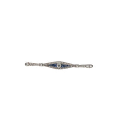 Platinum 1.25ct G VS2 Round Diamond and .50ct Baguette Blue Sapphire Brooch Pin