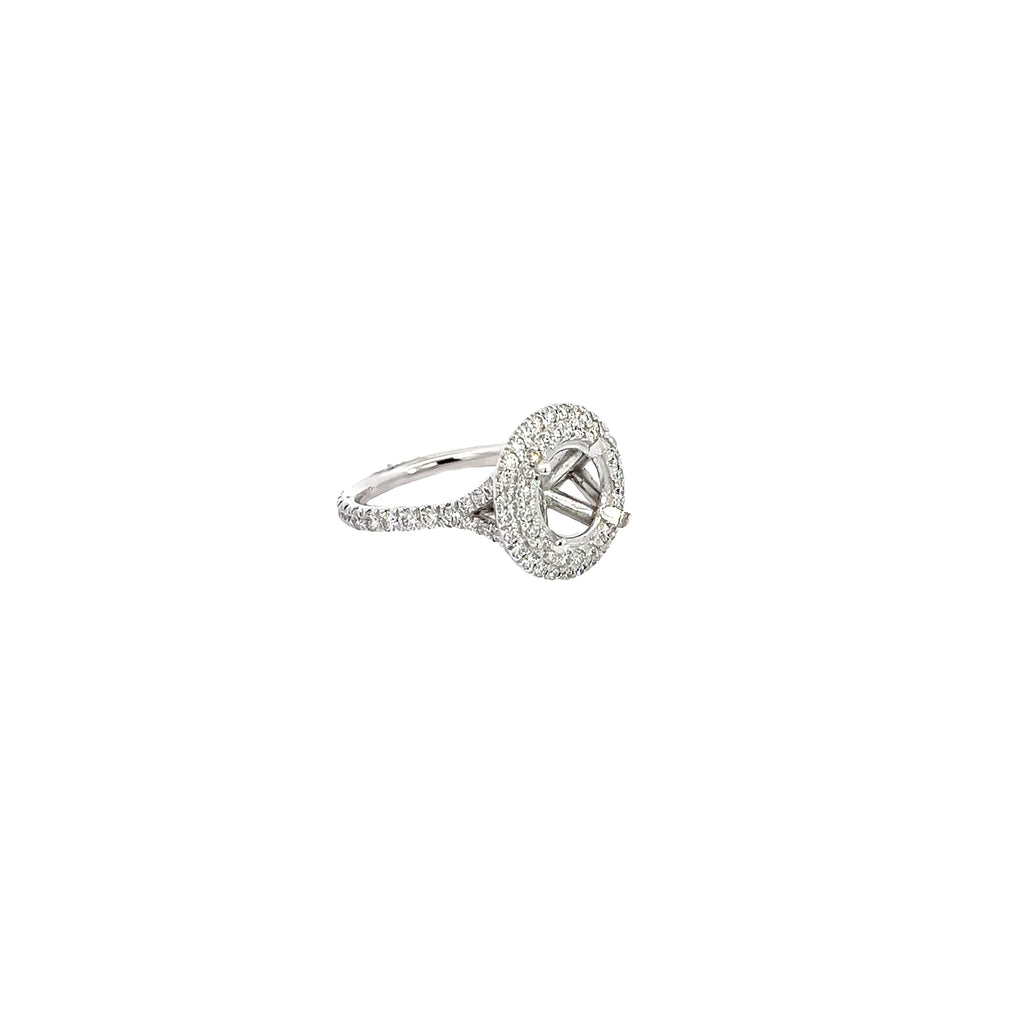 14k White Gold .75ct G VS2 Round Diamond Double Halo Semi-Mount Ring