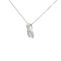 14k White Gold .15ct G SI1 Round Diamond Wish Bone Pendant