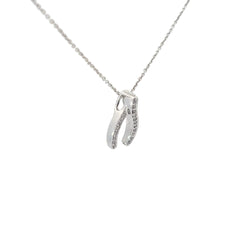 14k White Gold .15ct G SI1 Round Diamond Wish Bone Pendant