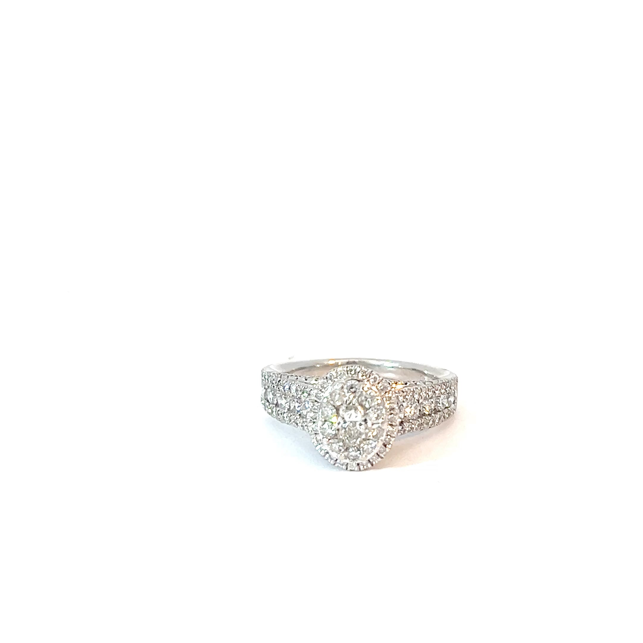 18k White Gold 1.20ct D VS2 Round Diamond / .30ct D SI1 Oval Shape Diamond Certified by De Beers Group  #32298930