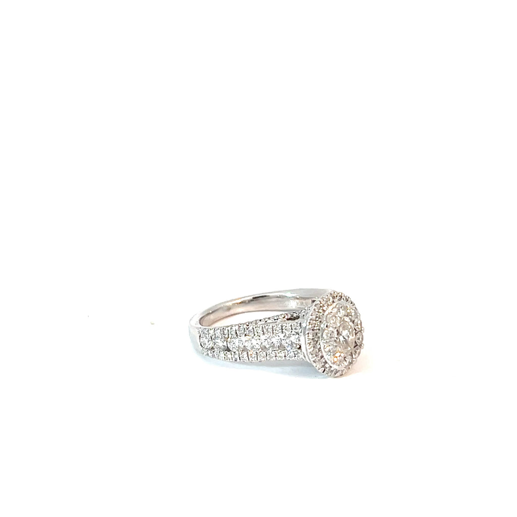 18k White Gold 1.20ct D VS2 Round Diamond / .30ct D SI1 Oval Shape Diamond Certified by De Beers Group  #32298930