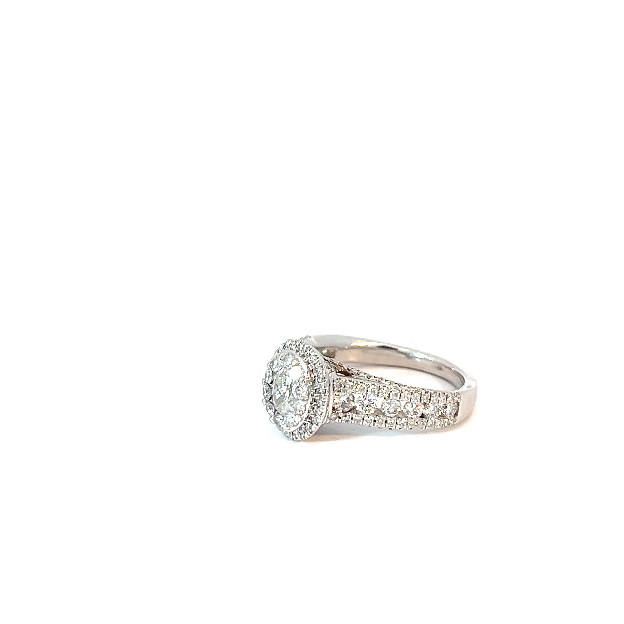 18k White Gold 1.20ct D VS2 Round Diamond / .30ct D SI1 Oval Shape Diamond Certified by De Beers Group  #32298930