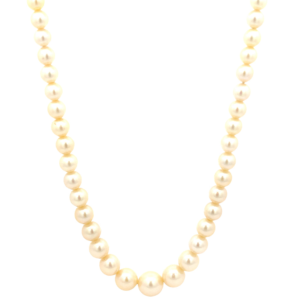 14k White Gold Akoya Salt Water Pearl 9mm Necklace Certified By GIA # 6183657653