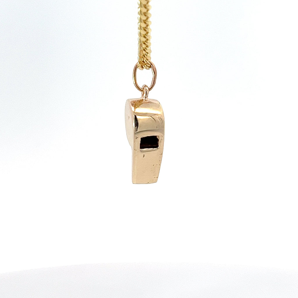 14k Yellow Gold Whistle Pendant 1/2" inch 3.3 gram
