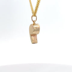 14k Yellow Gold Whistle Pendant 1/2" inch