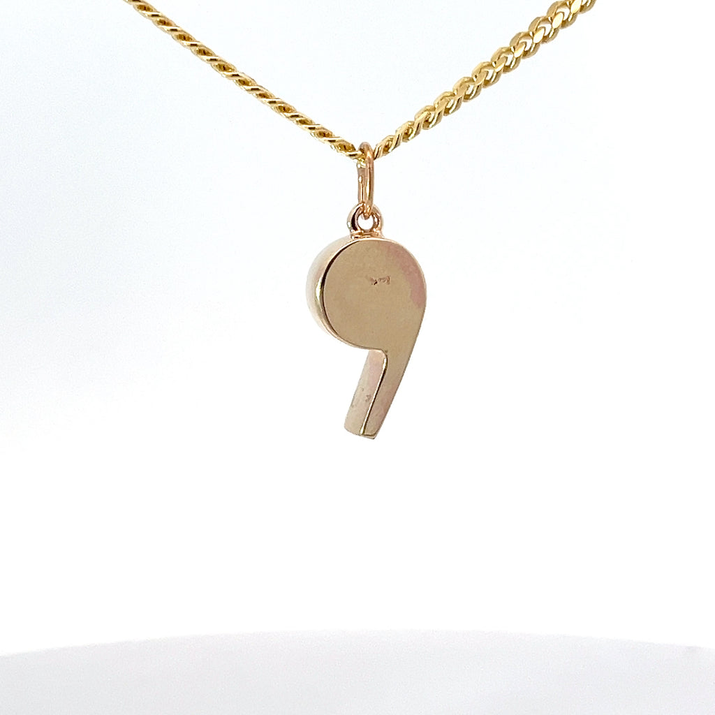 14k Yellow Gold Whistle Pendant 1/2" inch 3.3 gram