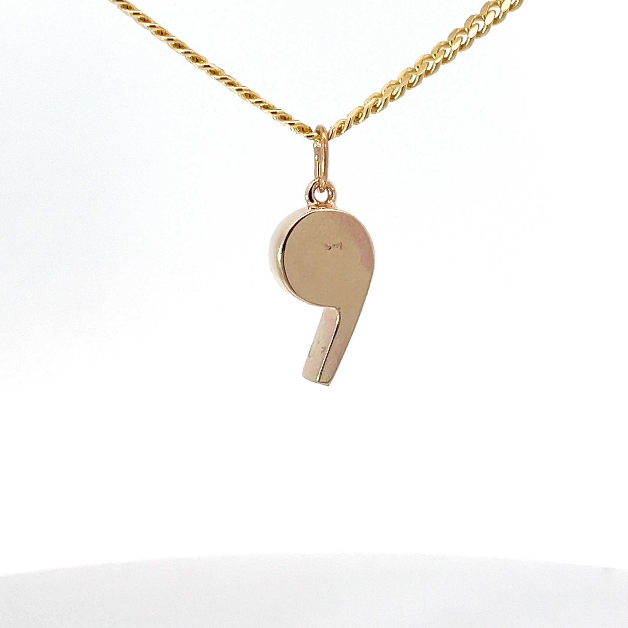 14k Yellow Gold Whistle Pendant 1/2" inch 3.3 gram