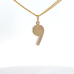 14k Yellow Gold Whistle Pendant 1/2" inch