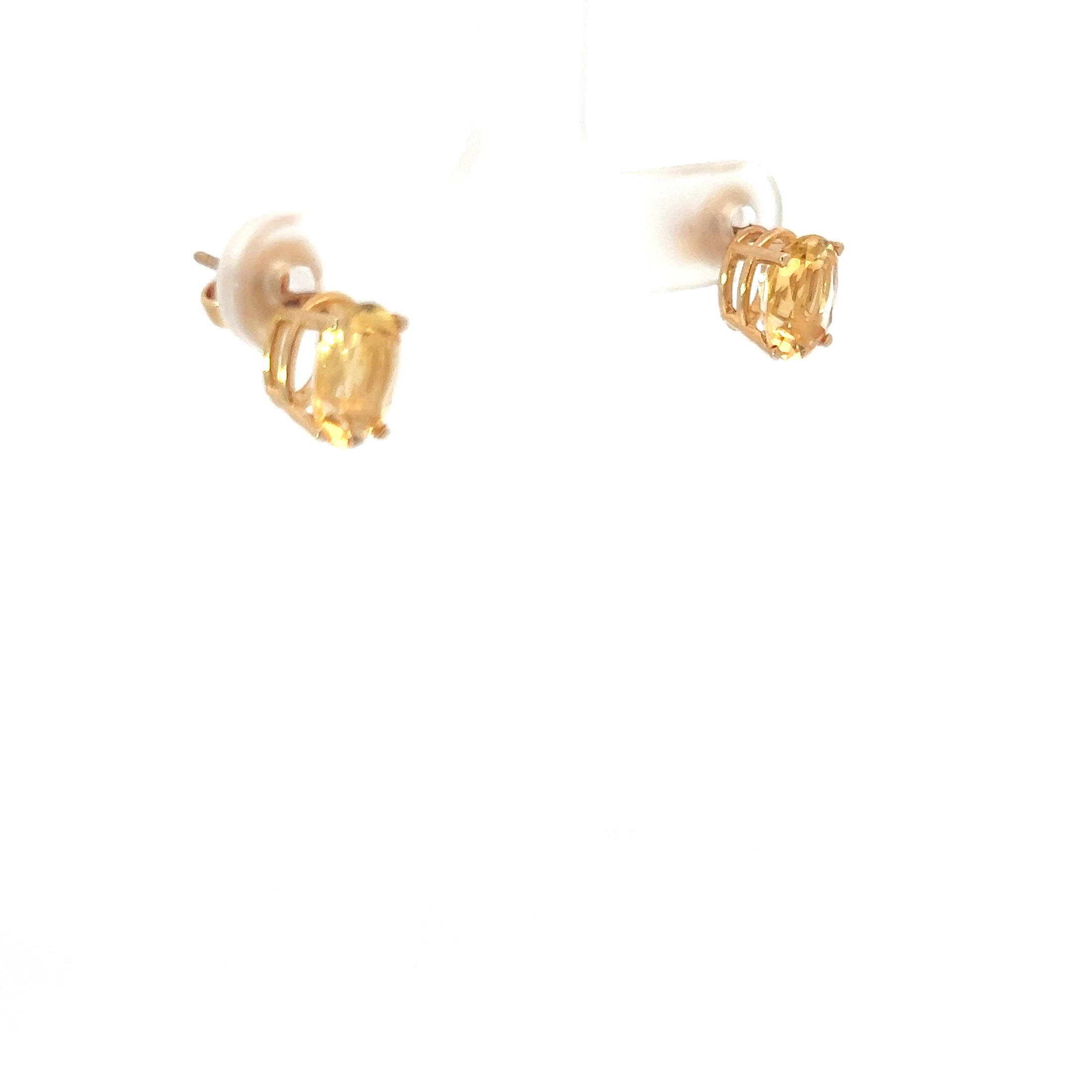 14k Yellow Gold 3.00ct Oval Citrine Stud Earrings 8x6 inch