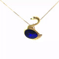 14k Yellow Gold Boulder Opal /Round Diamond Swan Pendant/Pin