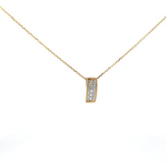 14k Yellow Gold .50ct E VS2 Invisible Set Princess Cut and Baguette Diamond Pendant