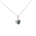 18k White Gold Heart-Shaped 7.89ct Green and Blue Sapphire .50ct F VS2 Diamond Necklace Certified By GIA #5231086105