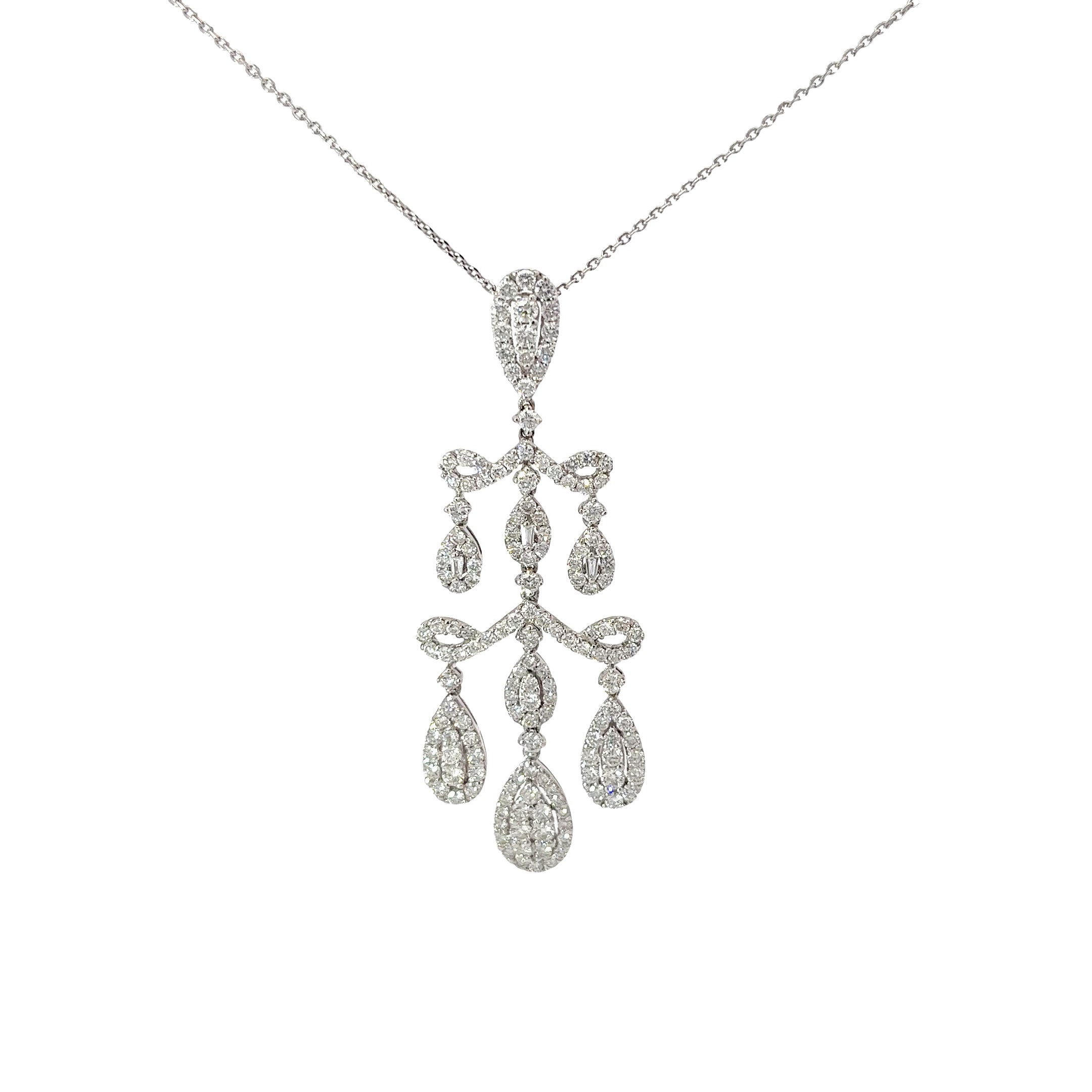 18k White Gold 3.48ct G SI1 Round Diamond Fashion Necklace