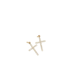 14k Yellow Gold .35ct G VS2 Round Diamond Cross Pendant