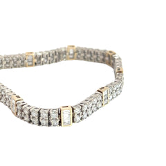14k White Gold 5.00ct F VS2 Round Diamond /2.00ct F VS2 Channel Set Baguette Diamond Separator 2 Row Diamond Bracelet