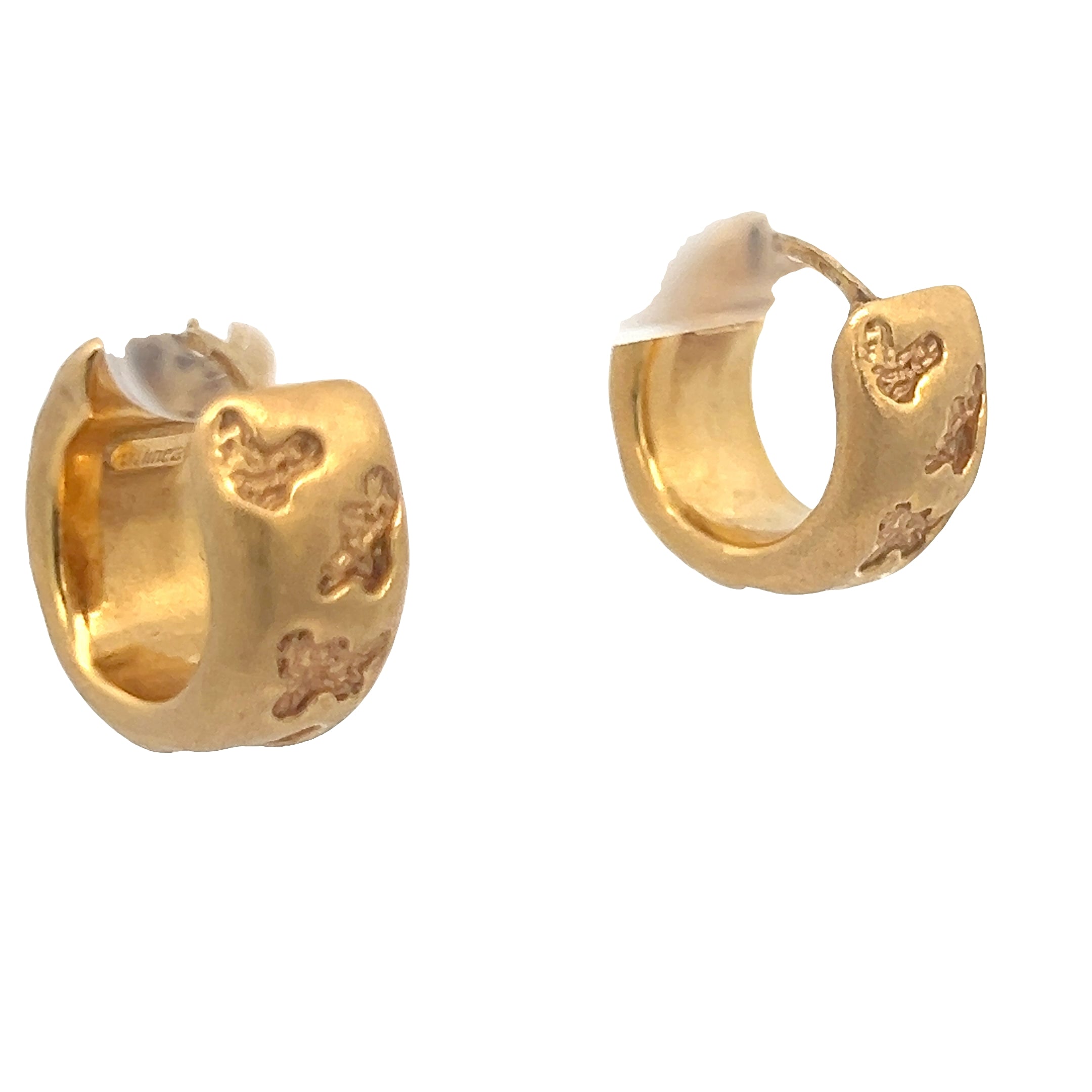 18k Yellow Gold Puffed Gold Hoops 3/4 inch 9.5mm 4.5 gram