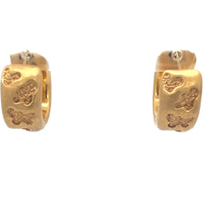 18k Yellow Gold Puffed Gold Hoops 3/4 inch 9.5mm 4.6 gram