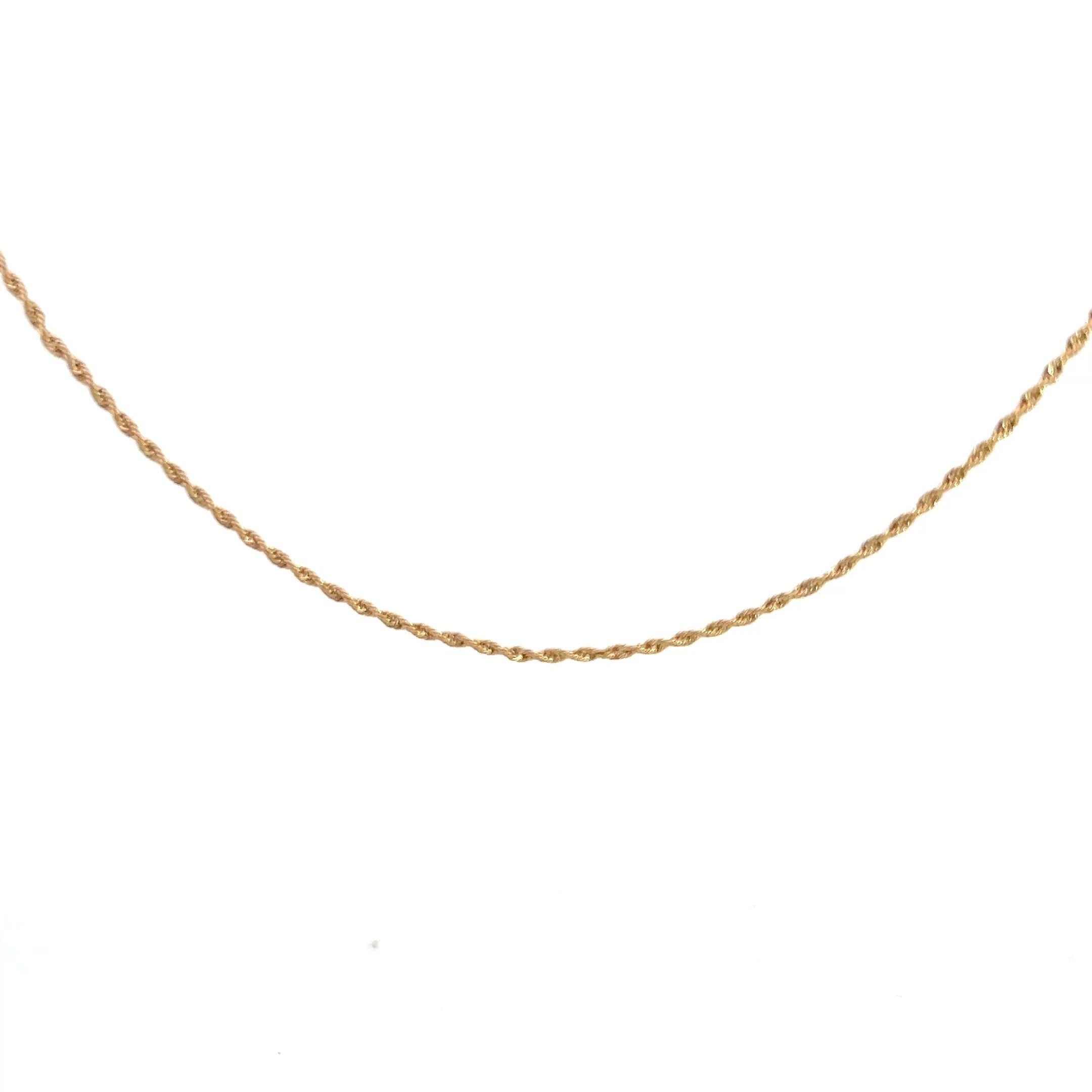 14k Yellow Gold Hollow Rope Chain 1.8 gram 30"inch