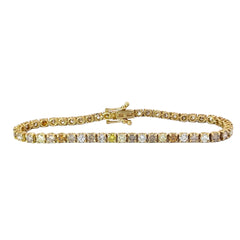 18k yellow gold 5.55ct  VS2 Multi-Colored Chocolate, Yellow, Champagne and Round Diamond Tennis Bracelet