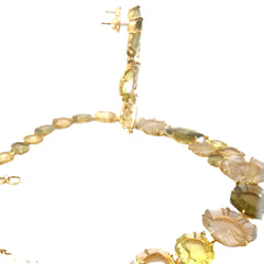 18k Yellow Gold .25ct G VS2 Round Diamond and Graduated Rutilated Quartz Necklace and Earring Set