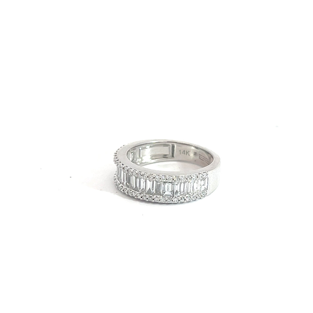 14k White Gold 1.50ct F VS2 Baguette / .50ct F VS2 Round Diamond Band