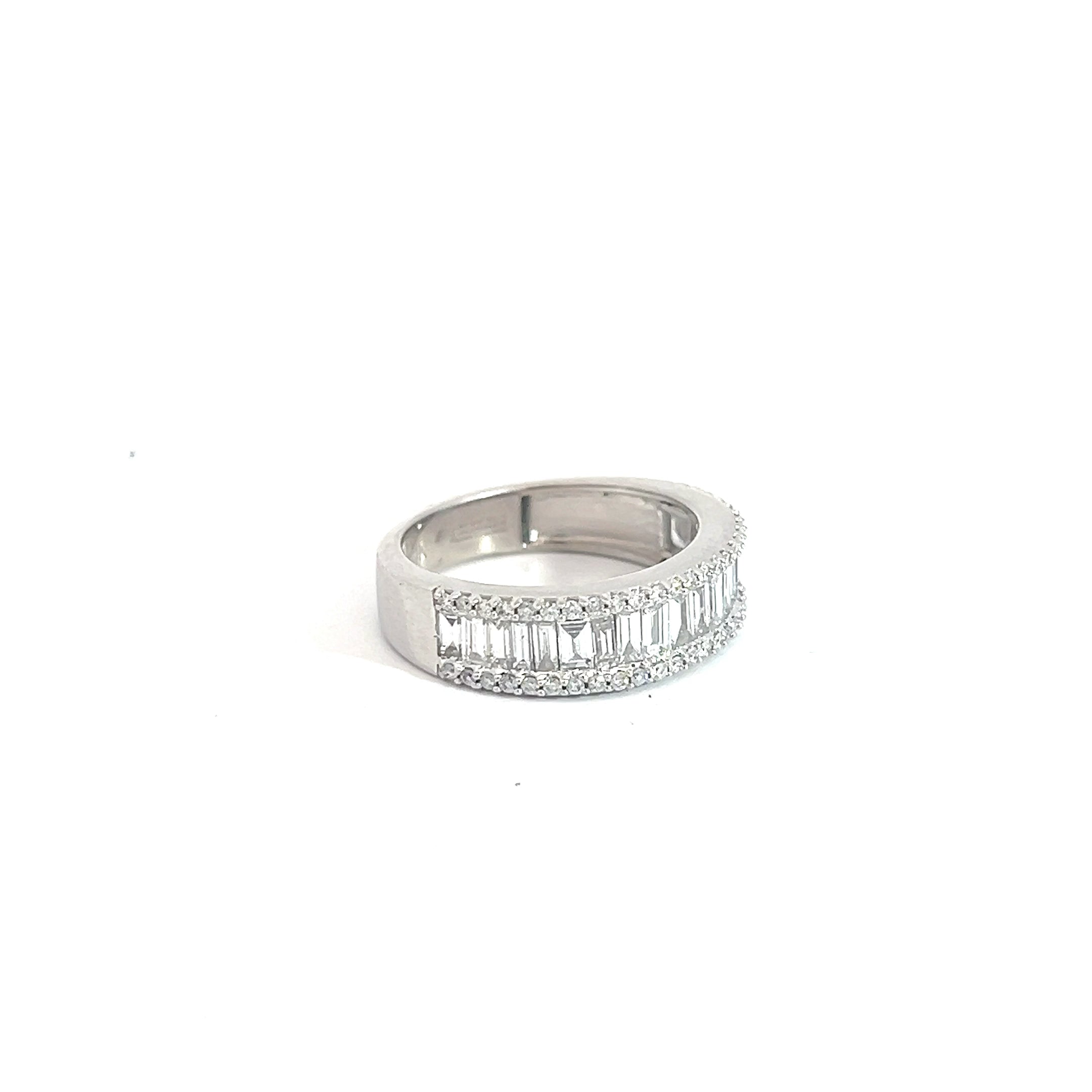 14k White Gold 1.50ct F VS2 Baguette / .50ct F VS2 Round Diamond Band