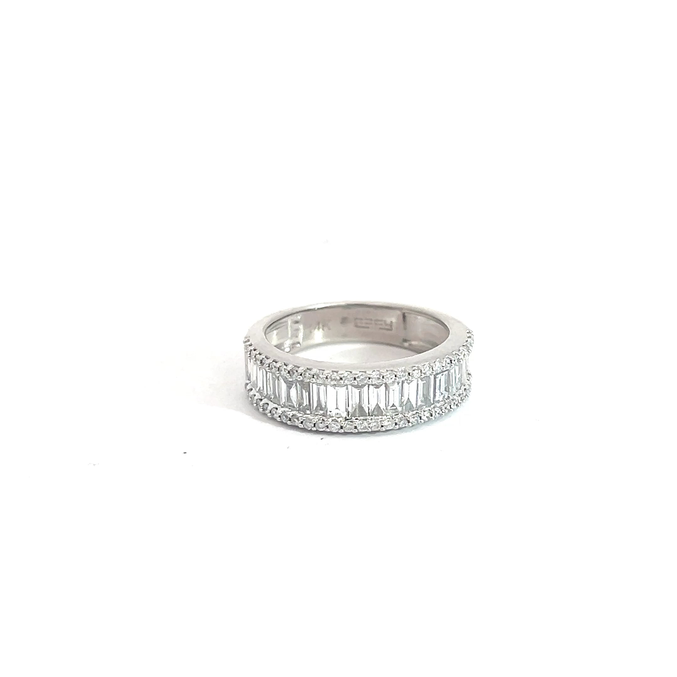 14k White Gold 1.50ct F VS2 Baguette / .50ct F VS2 Round Diamond Band