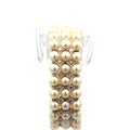 Vintage 18k White Gold Triple Strand .50ct F VS2 Round diamond and 6mm Fresh Water Pearl Bracelet