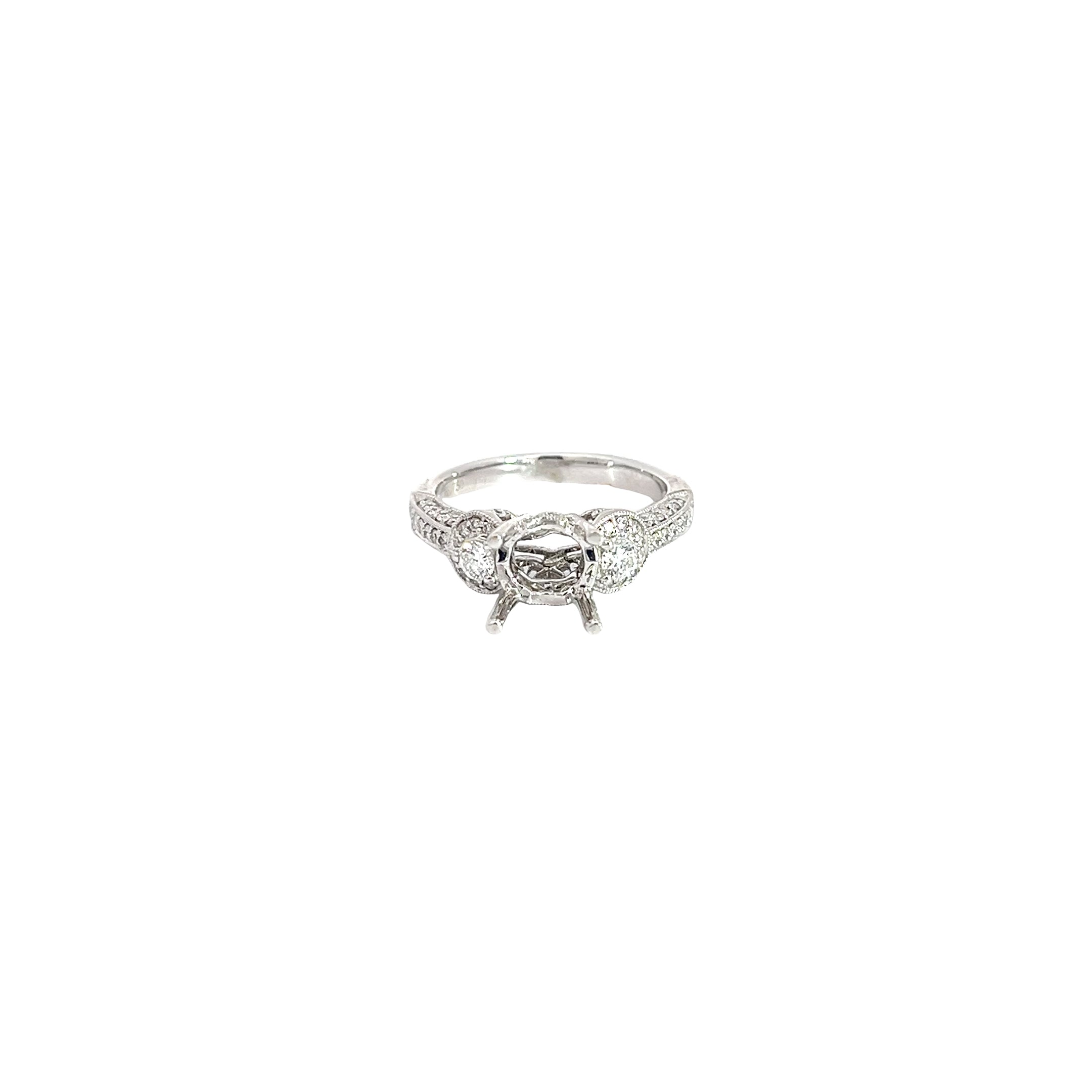 18k White Gold .75ct F VS2 Round Diamond Semi Mount Ring
