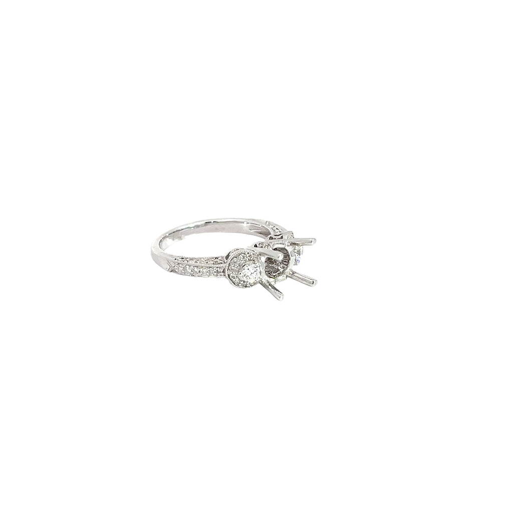 18k White Gold .75ct F VS2 Round Diamond Semi Mount Ring
