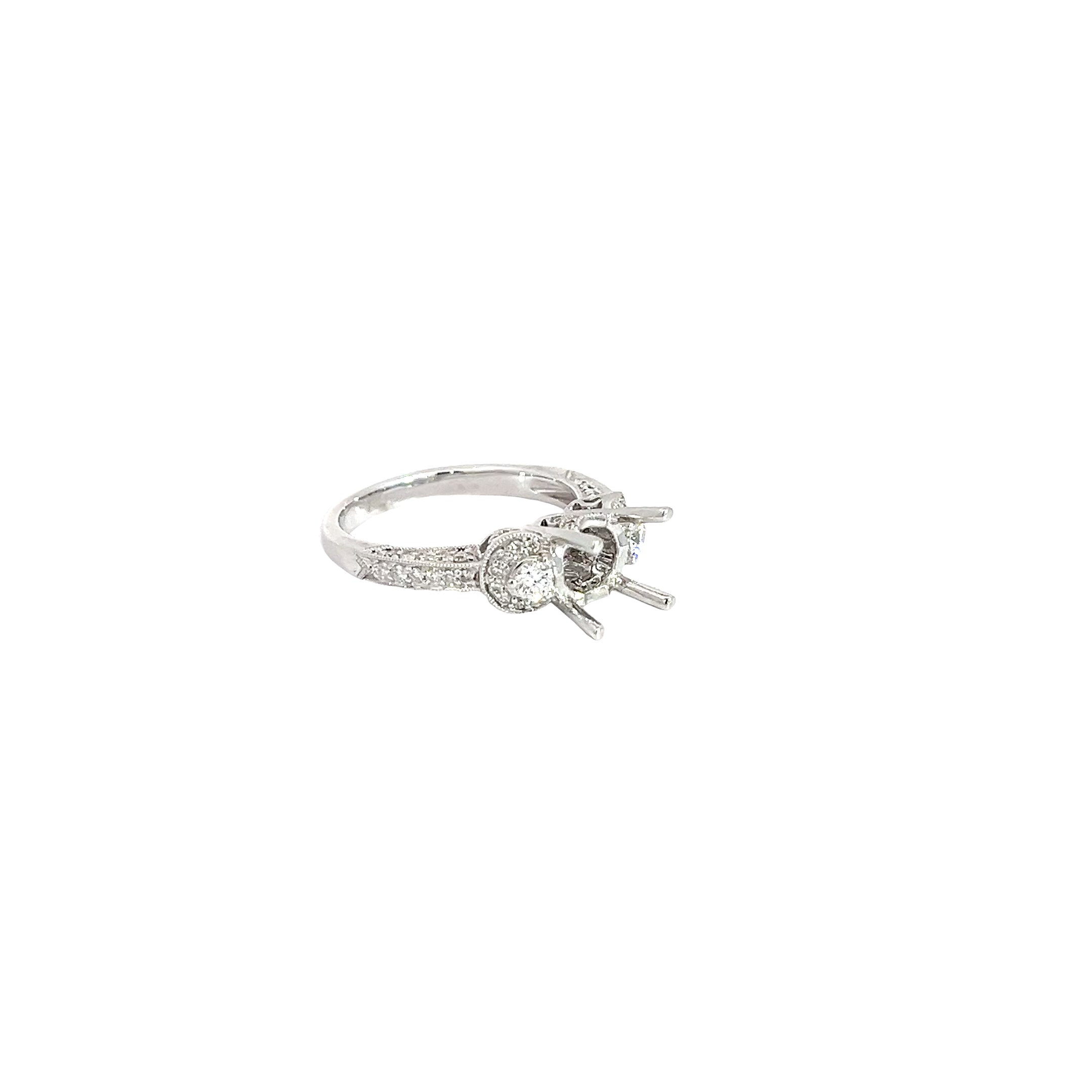 18k White Gold .75ct F VS2 Round Diamond Semi Mount Ring