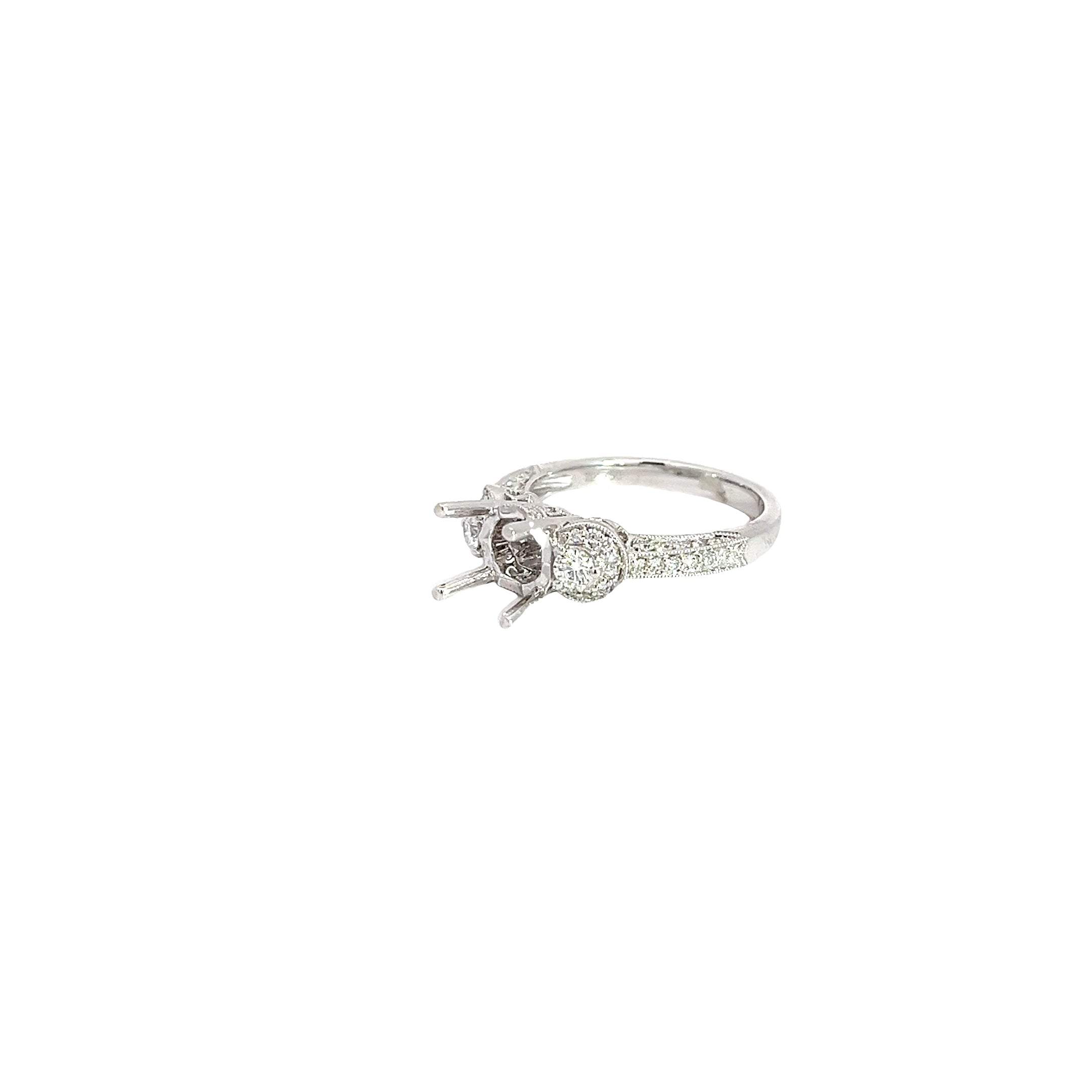18k White Gold .75ct F VS2 Round Diamond Semi Mount Ring